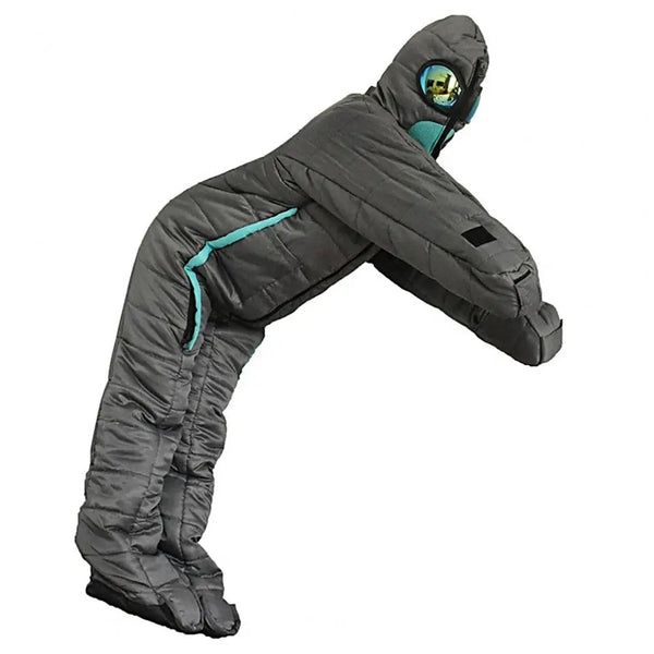 Schlafsack mit Füßen – Ultraleicht & Warm | Winter Sommerschlafsack mit Fußöffnung | Hüttenschlafsack & Deckenschlafsack – Kompakt & Atmungsaktiv - Grauer Schlafsack
