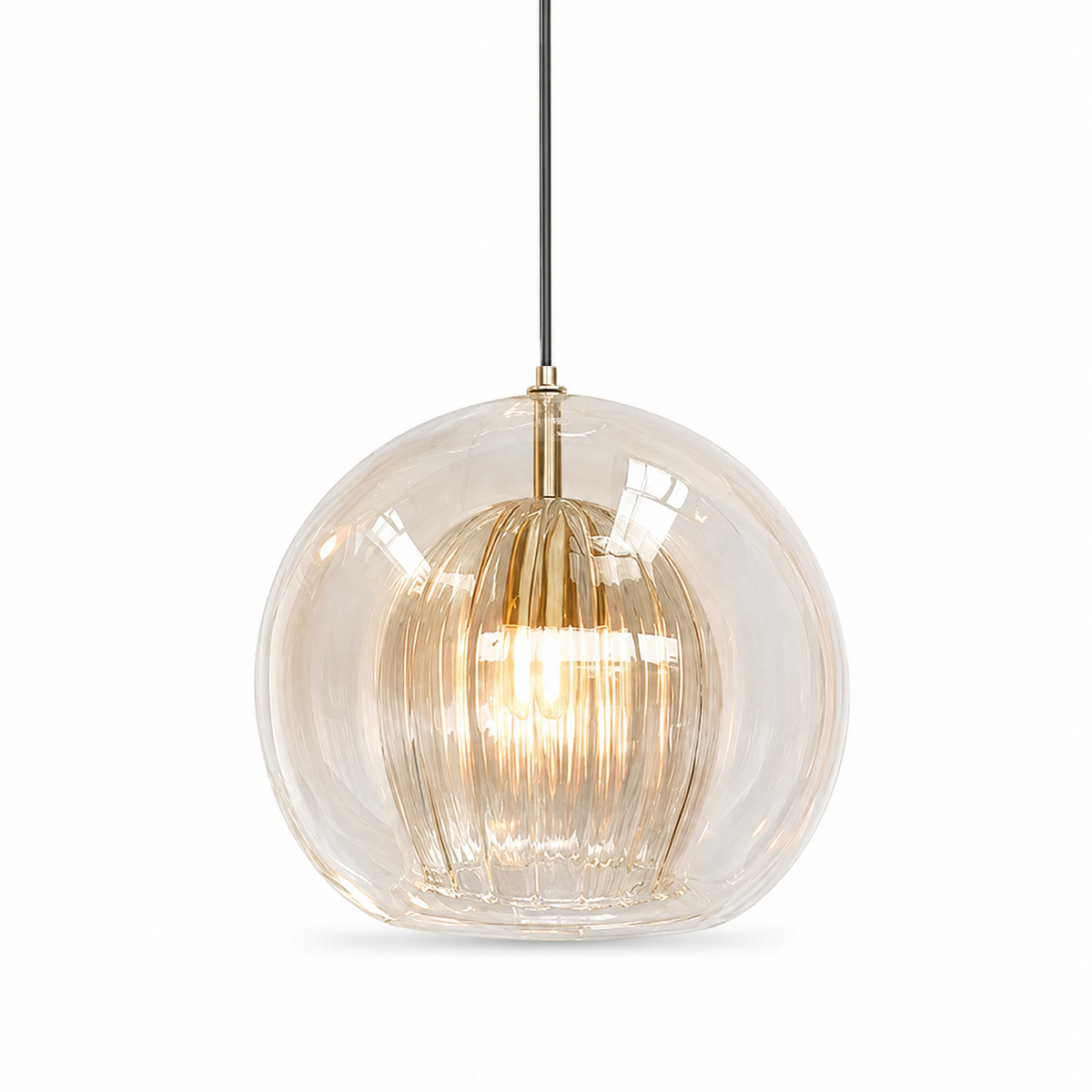 ShineSphere™ Amber Pendelleuchte – Elegante Glasleuchte in 20/25/30 cm (Bernstein) - Less Goods
