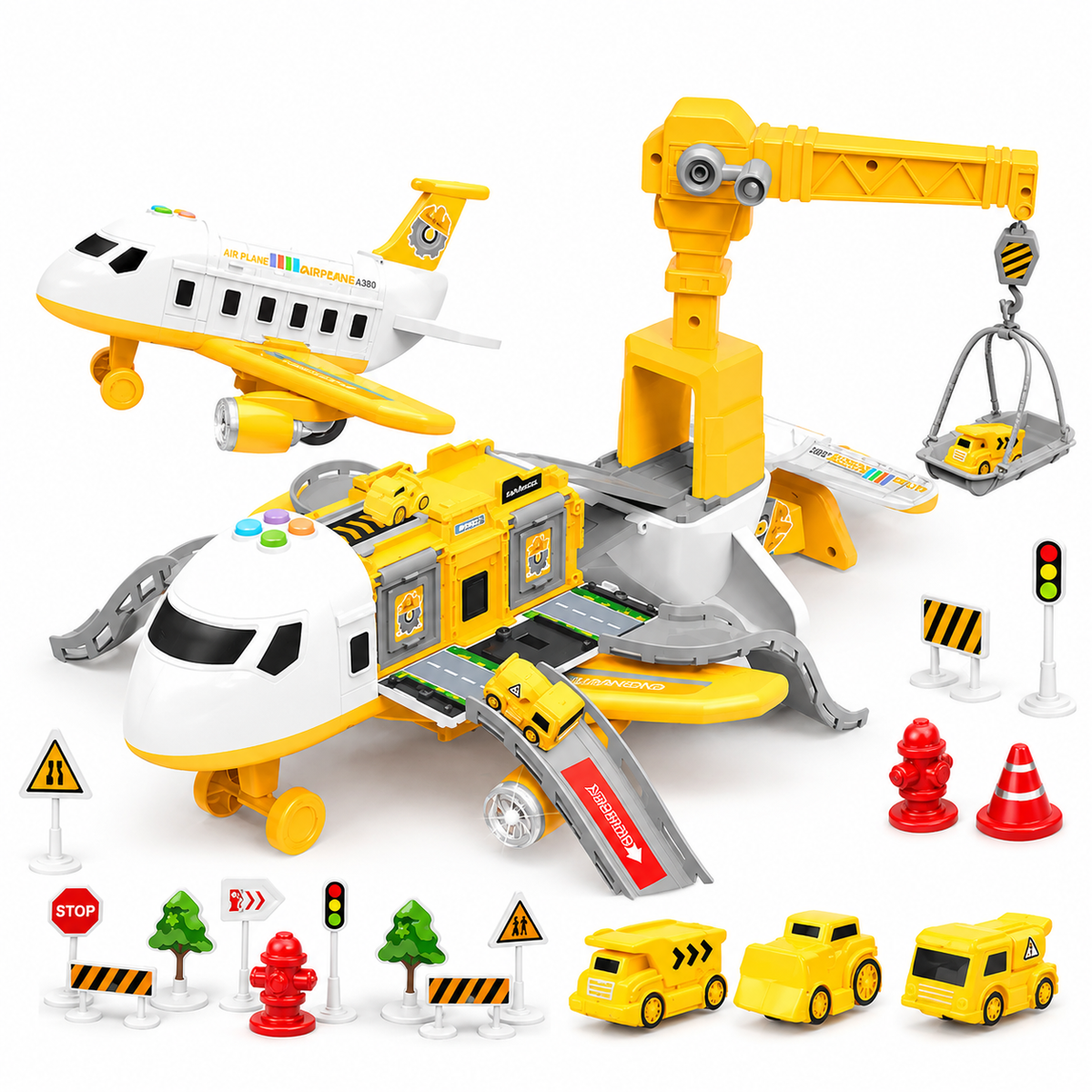 SkyAdventurePlane™ – Interaktives Spielzeugflugzeug mit Zubehör | Lernspielzeug für Kinder ab 1 Jahr (Gelb/Blau/Rot)