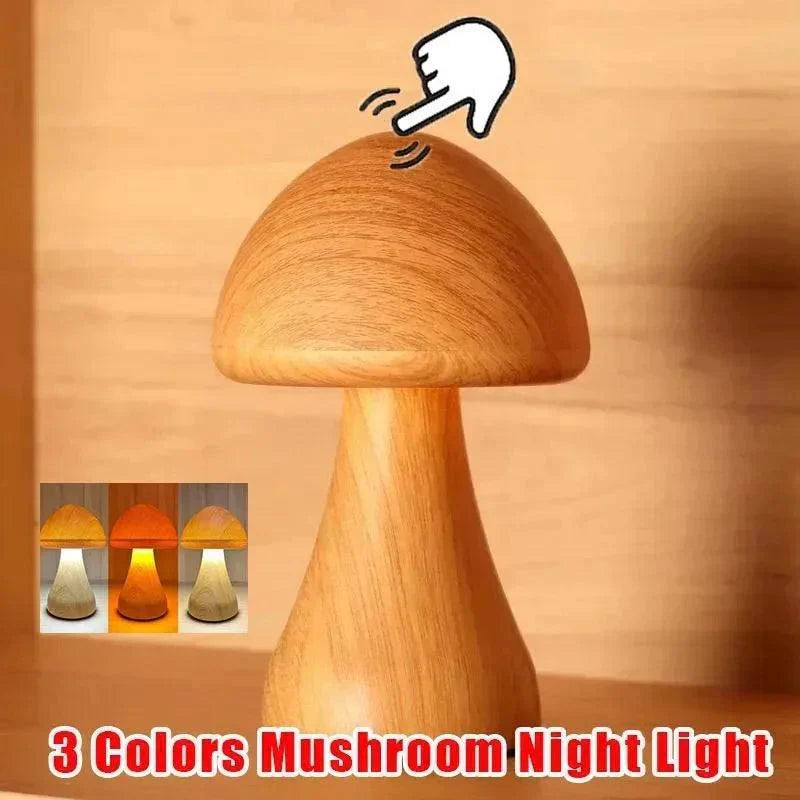 ShroomTouch™ Nachtlampe – Kabellose LED Pilz-Tischlampe mit Touch-Steuerung & warmem Licht