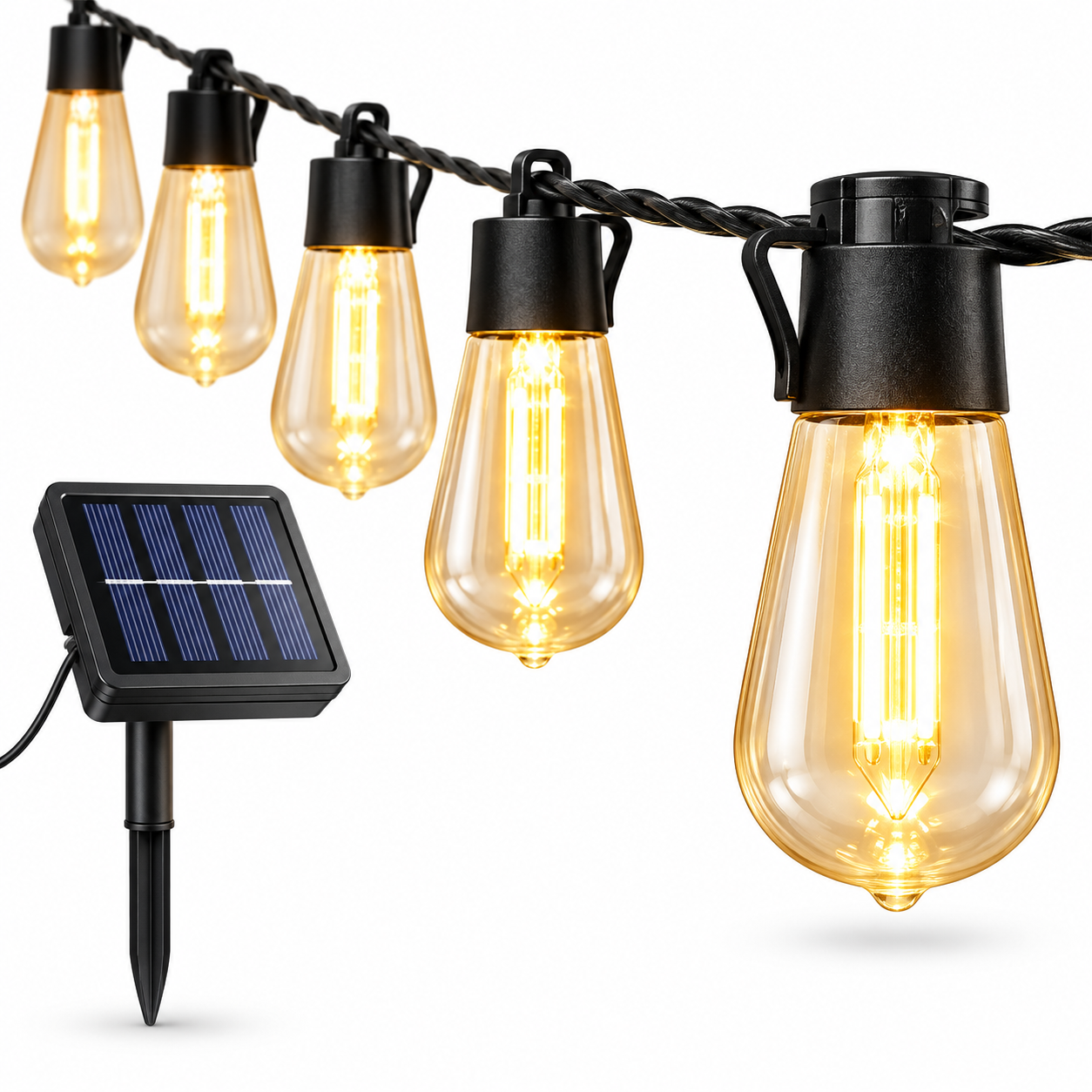 Solar Edison String Lights™ – Solarbetriebene Retro-Edison-Lichterkette für Garten & Terrasse