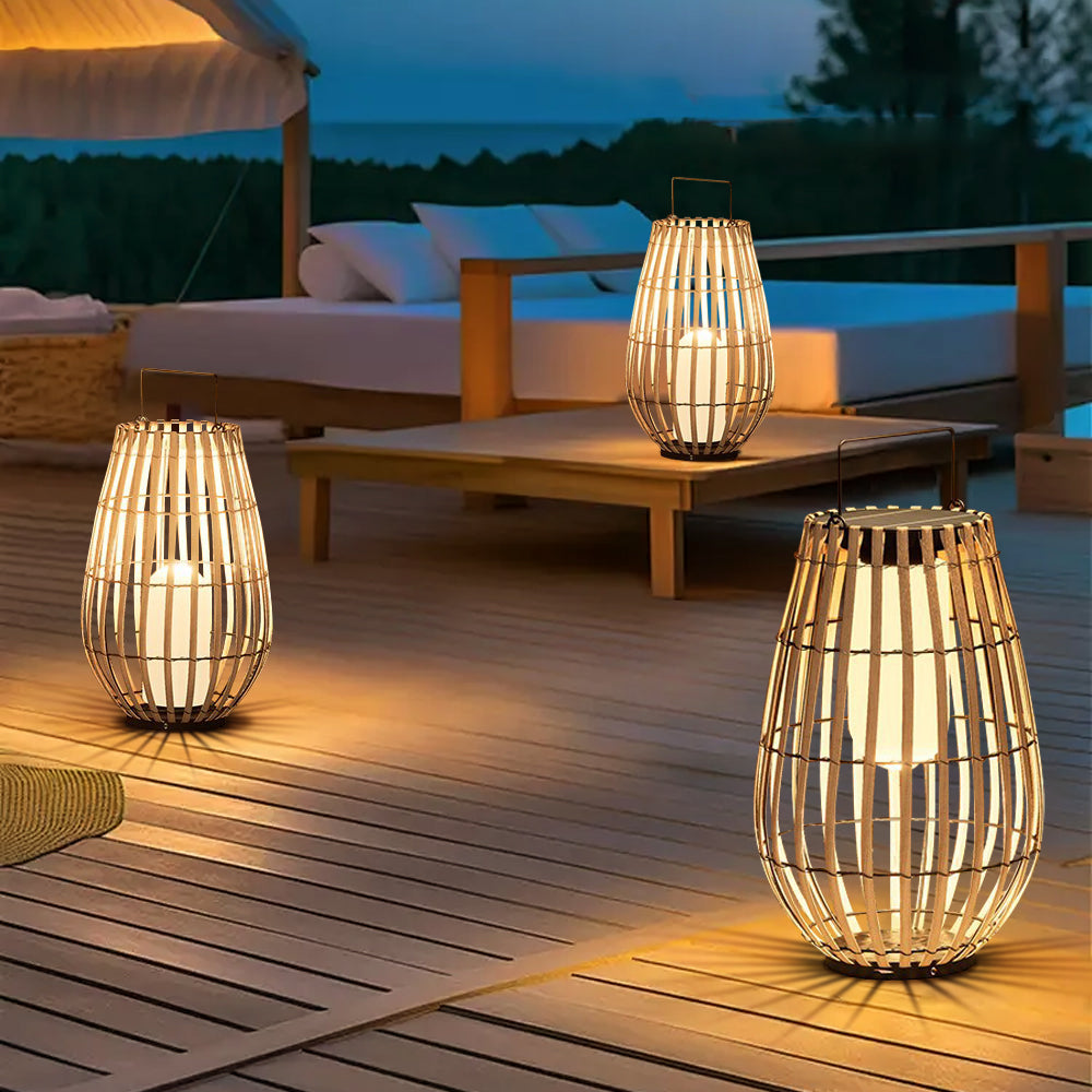 Solarae™ Solar Terrace Lamp – Handgefertigte Solar-Terrassenleuchte aus Rattan mit warmem LED-Licht