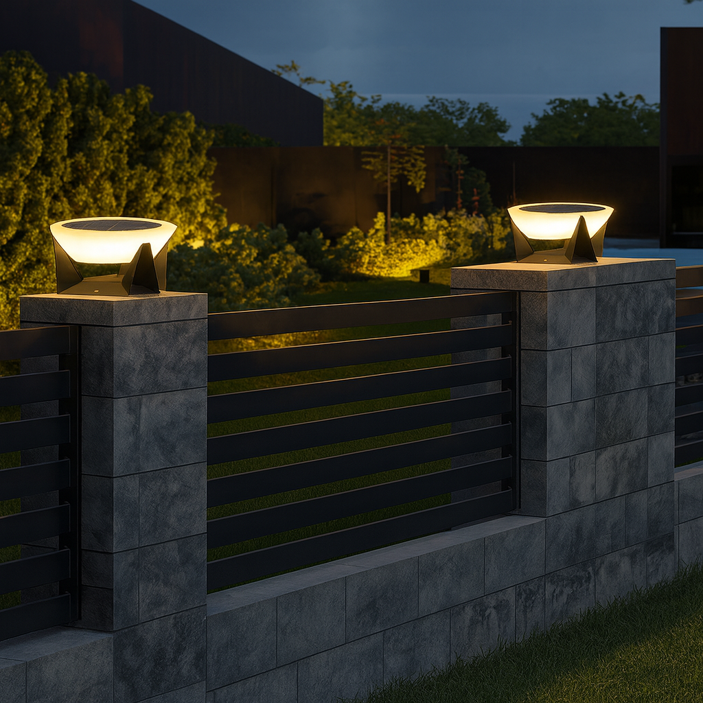 Lumozae™ Solar Patio Lamp – Moderne Solar-Terrassenleuchte aus Edelstahl & Glas