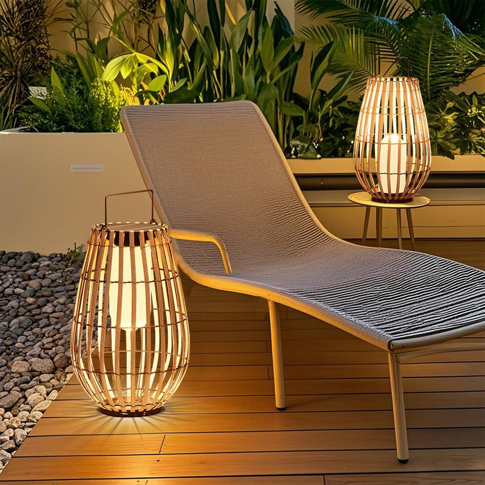Solarae™ Solar Terrace Lamp – Handgefertigte Solar-Terrassenleuchte aus Rattan mit warmem LED-Licht