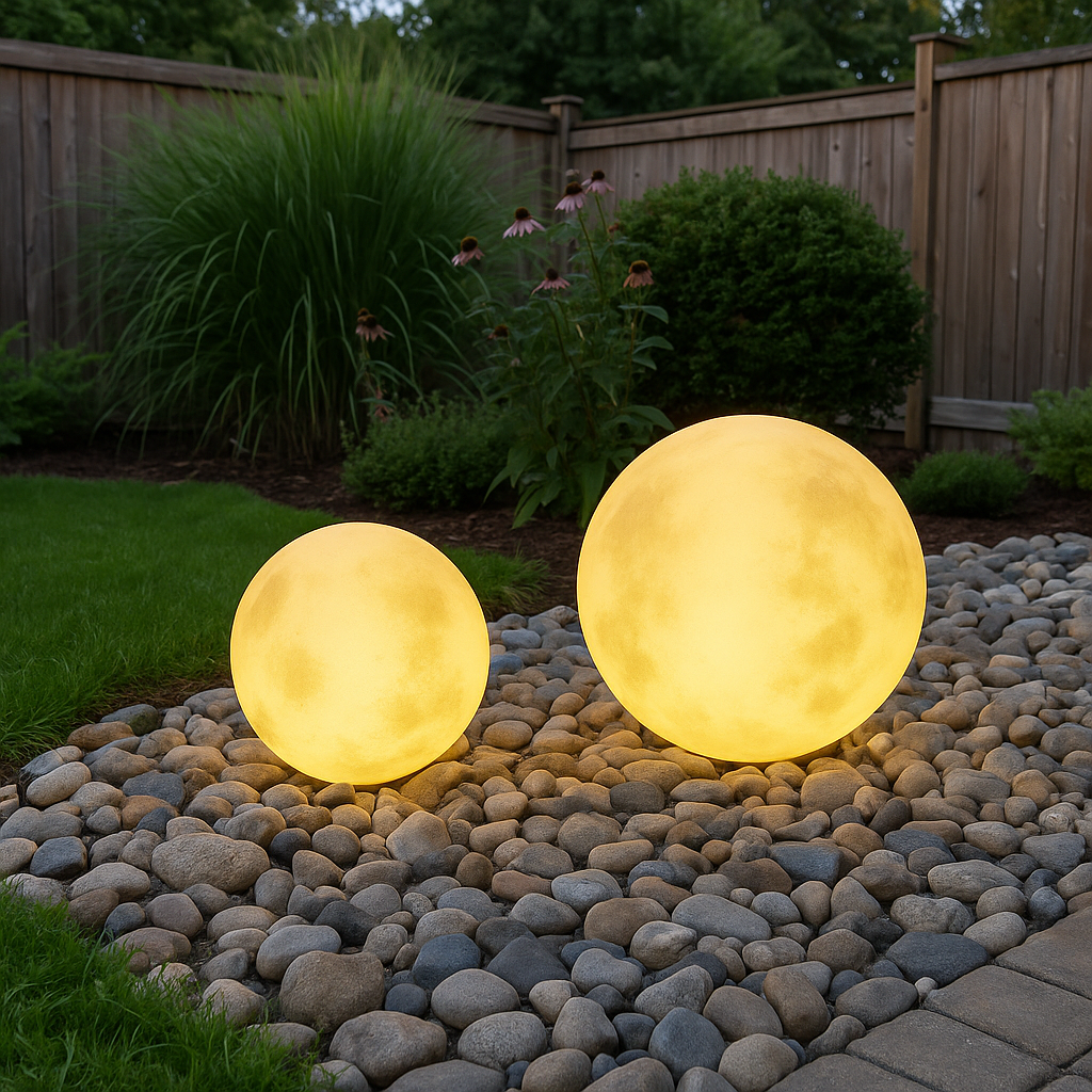 Solvyn™ Spherical Solar Garden Moon Lamp – Kugelförmige Solar-Gartenleuchte in Mondoptik