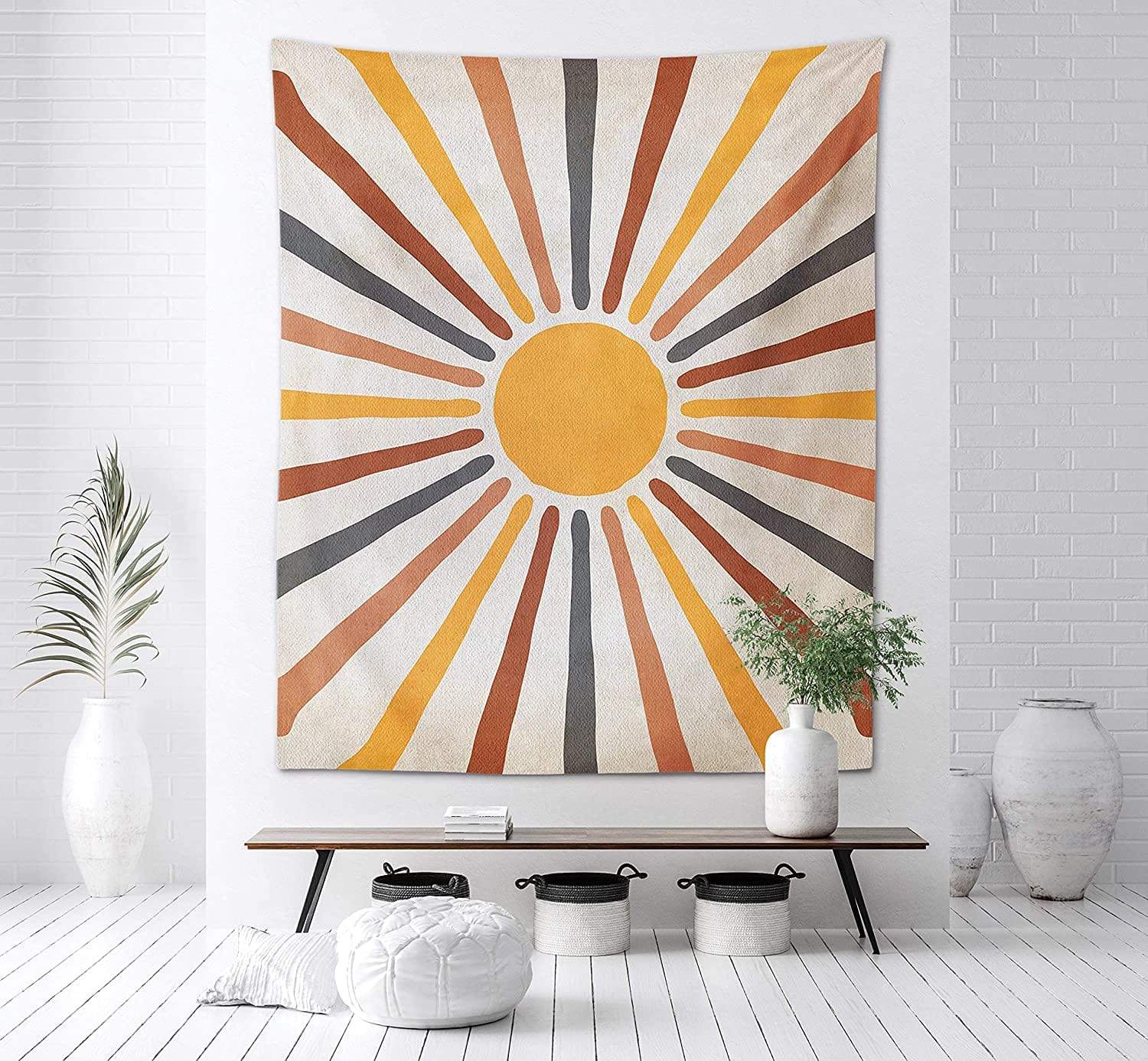 SunbeamWeave™ – Boho Wandteppich mit Sonnenmotiv für warme Wohnatmosphäre