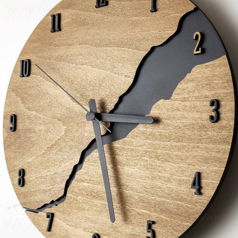 TimberCraft™ – Moderne Holz-Wanduhr im minimalistischen Design | 30 cm