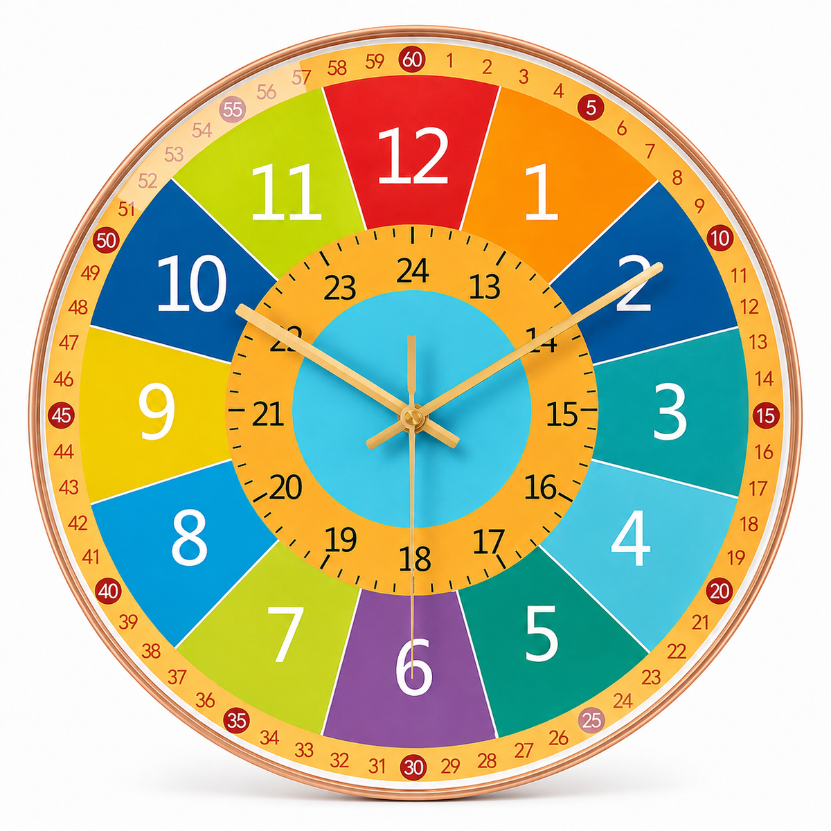 TimeMate™ – Bunte Kinder-Wanduhr zum Zeitlernen | 20 cm | Geräuschlos & Einfache Installation