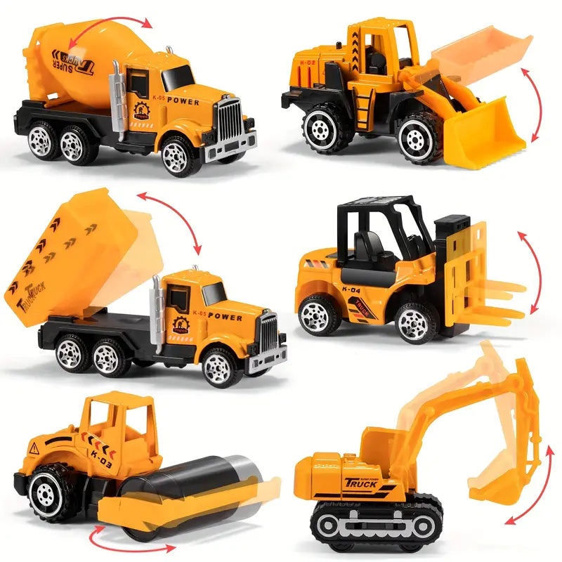 Constructo™ Portable Construction Vehicle Set – Mini Baustellenfahrzeuge mit Transportkoffer für Kinder