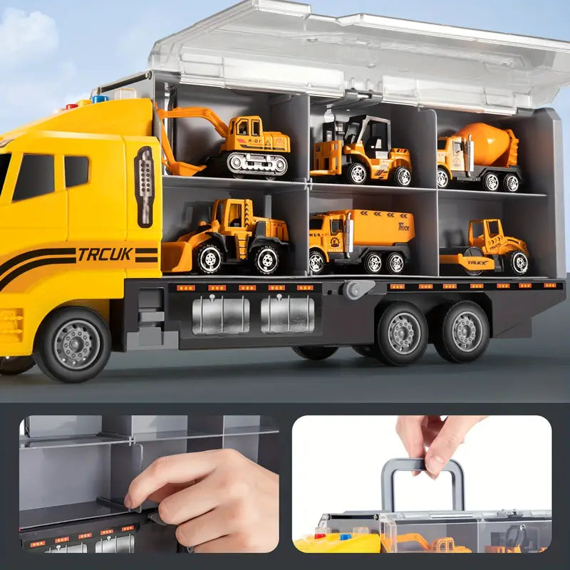 Constructo™ Portable Construction Vehicle Set – Mini Baustellenfahrzeuge mit Transportkoffer für Kinder