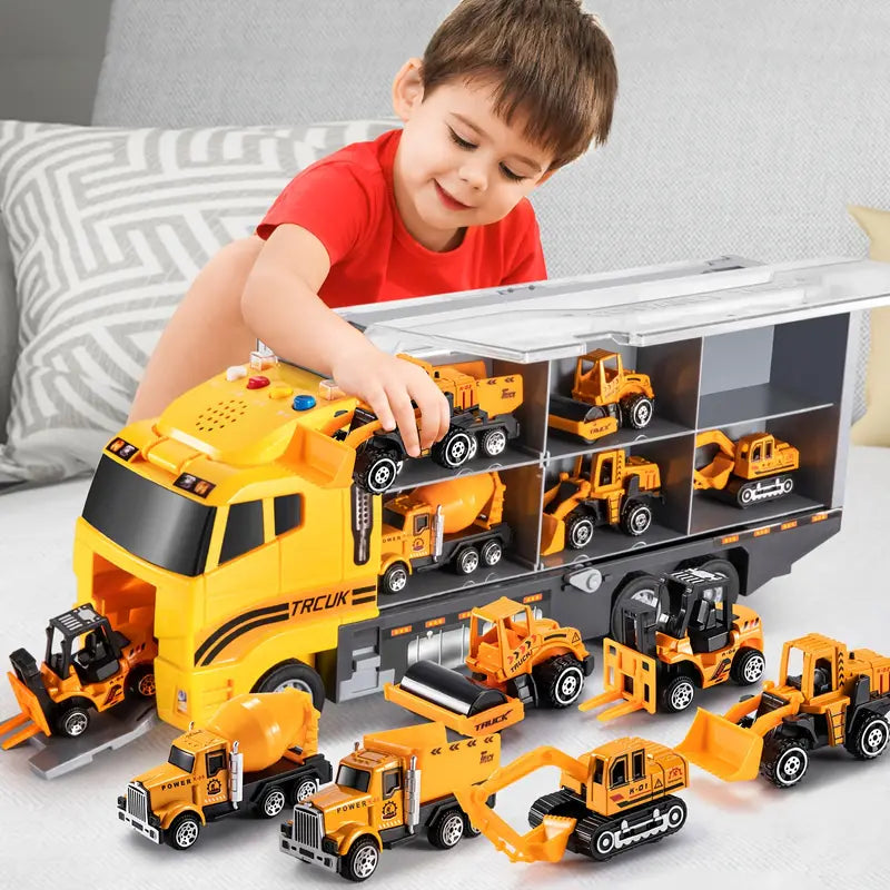 Constructo™ Portable Construction Vehicle Set – Mini Baustellenfahrzeuge mit Transportkoffer für Kinder