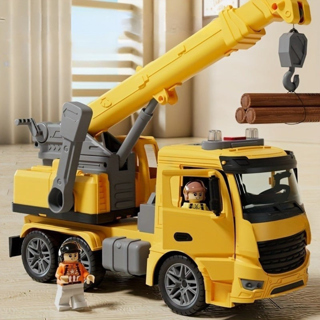 CraneMaster™ – Baustellen-Kranwagen mit Licht, Sound & beweglichem Kranarm für Kinder