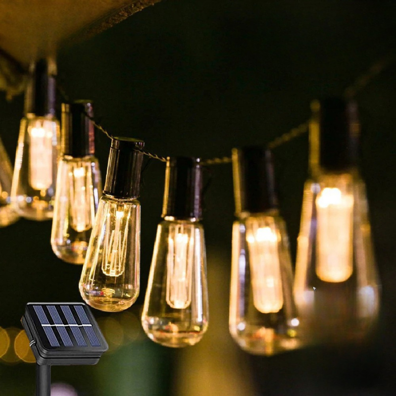 Solar Edison String Lights™ – Solarbetriebene Retro-Edison-Lichterkette für Garten & Terrasse
