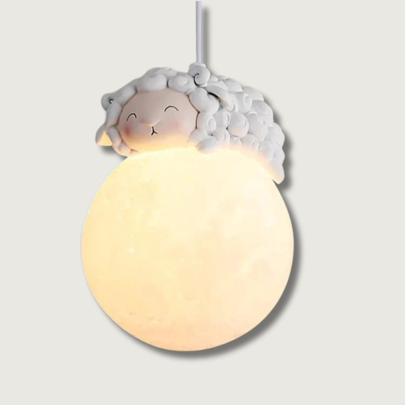 LunarBeam™ Kinderzimmer Pendelleuchte – Mondlampe mit schlafendem Tier & LED-Licht