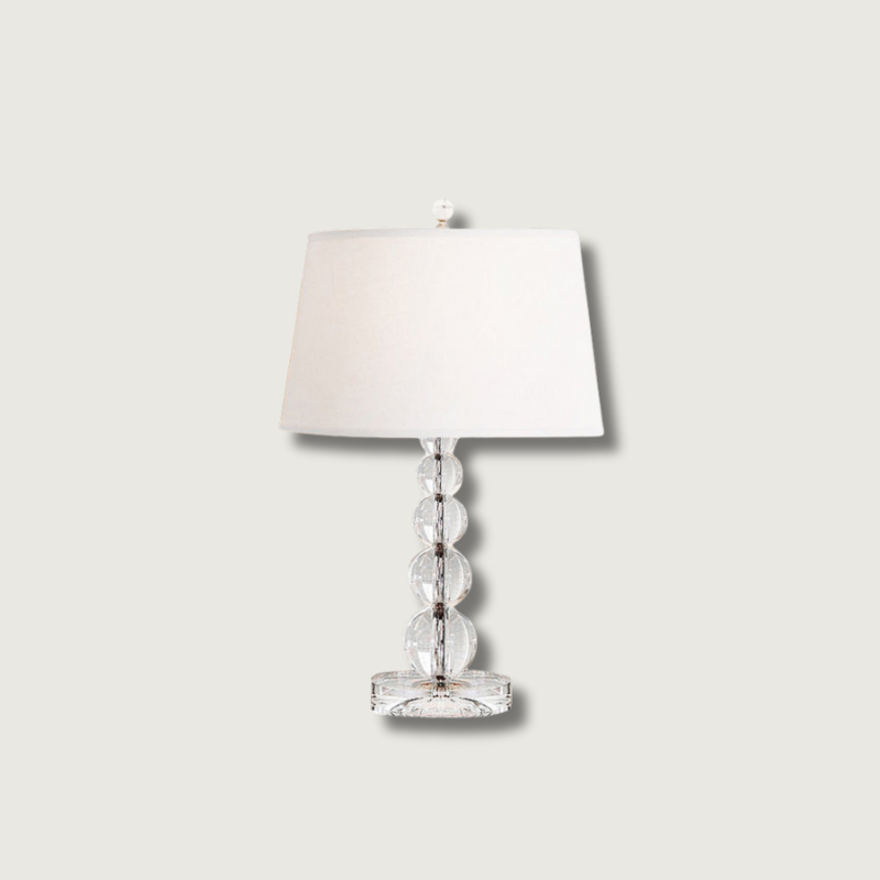CrystalSphere™ Tischlampe – Elegante Designlampe mit Kristallkugel & warmem Stoffschirm