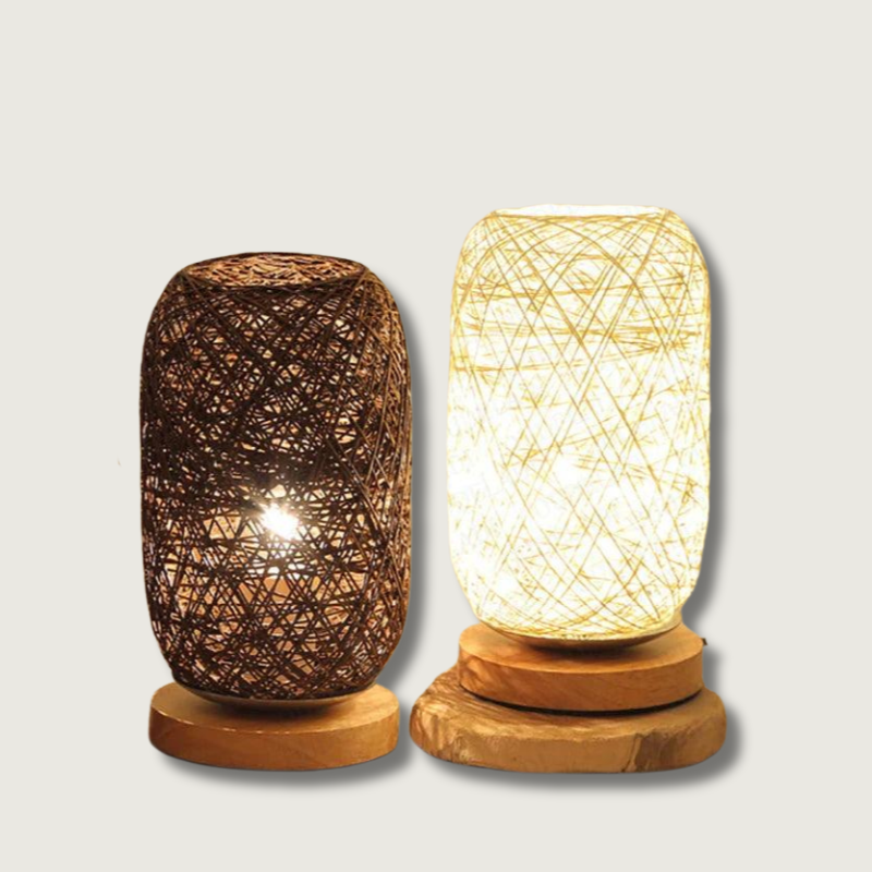 WoodLuxe™ – Natürliche Rattan Tischlampe im Boho- & Naturdesign