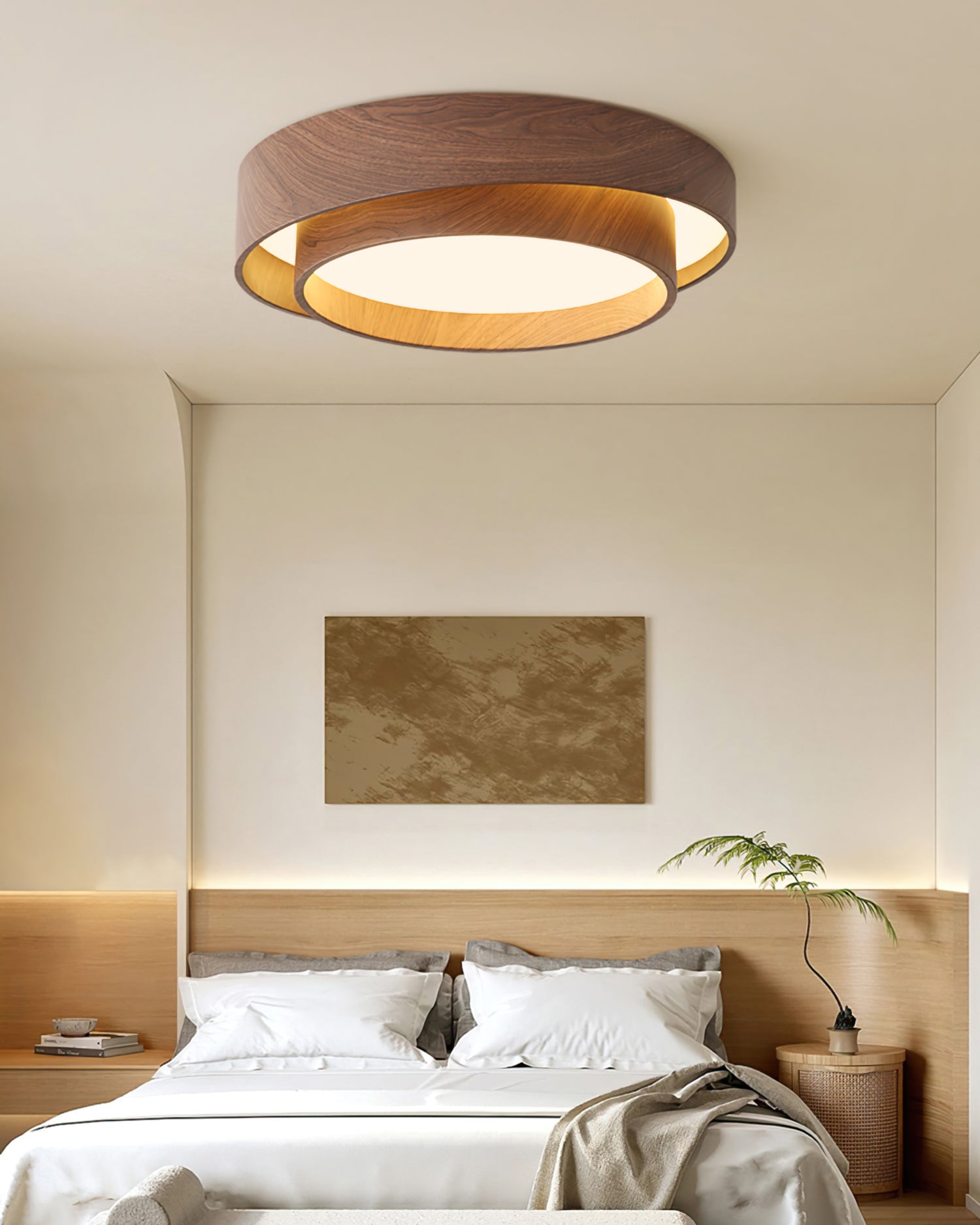 VaakoGlow™ – Moderne LED-Deckenleuchte in edler Walnuss-Optik