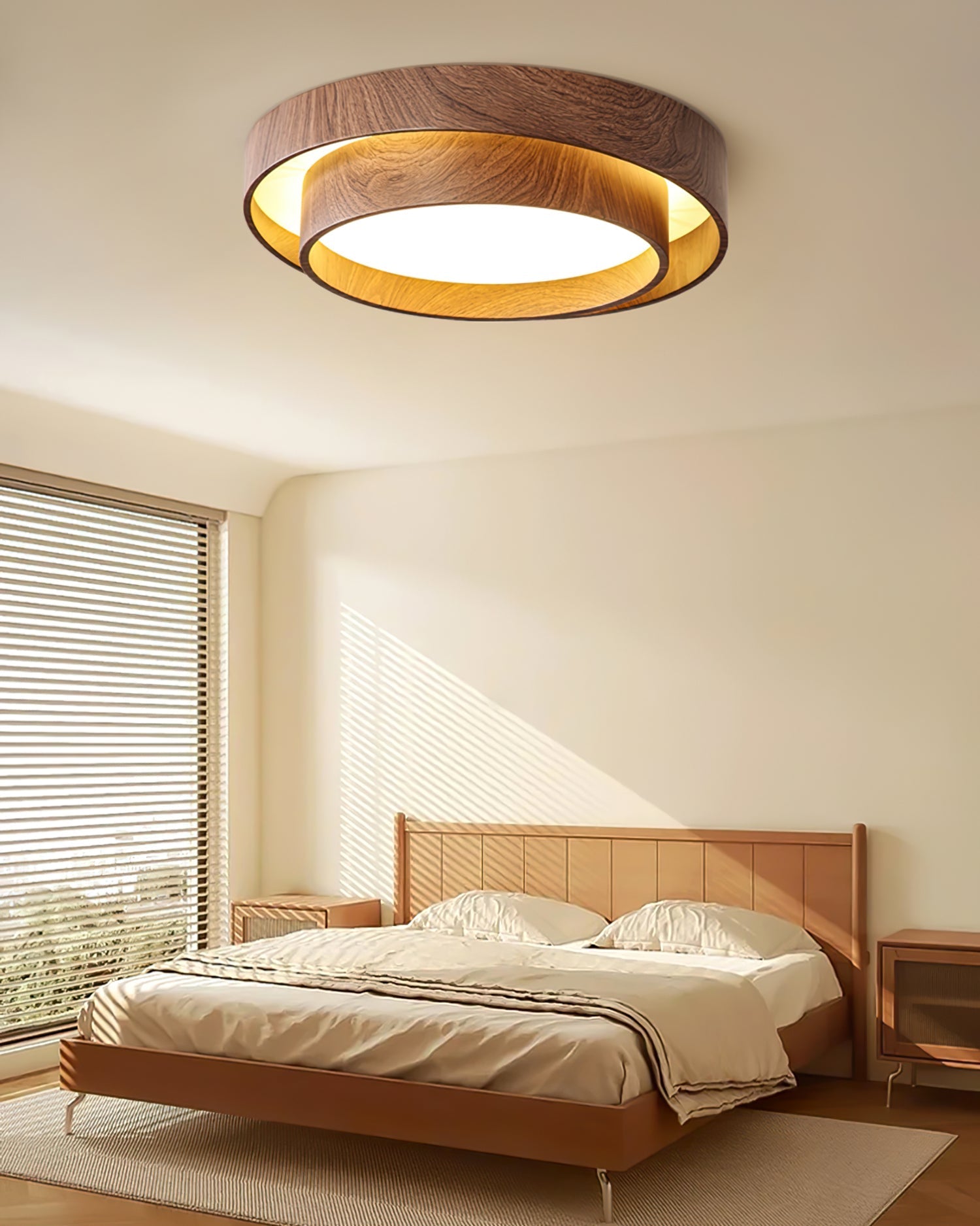 VaakoGlow™ – Moderne LED-Deckenleuchte in edler Walnuss-Optik