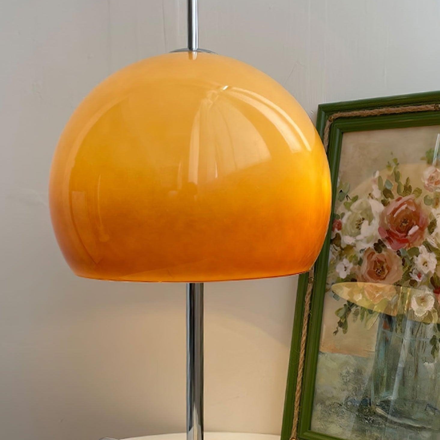 GlowMushroom™ Tischlampe – Bauhaus Design-Leuchte aus Glas mit warmem Amber-Licht
