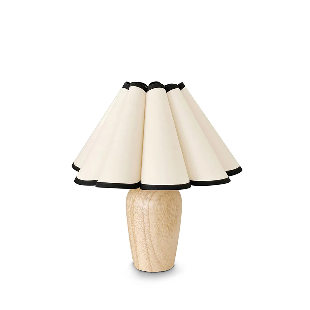 LuxFold™ Tischlampe – Vintage Design Lampe mit gewebtem Stoffschirm & Holzfuß