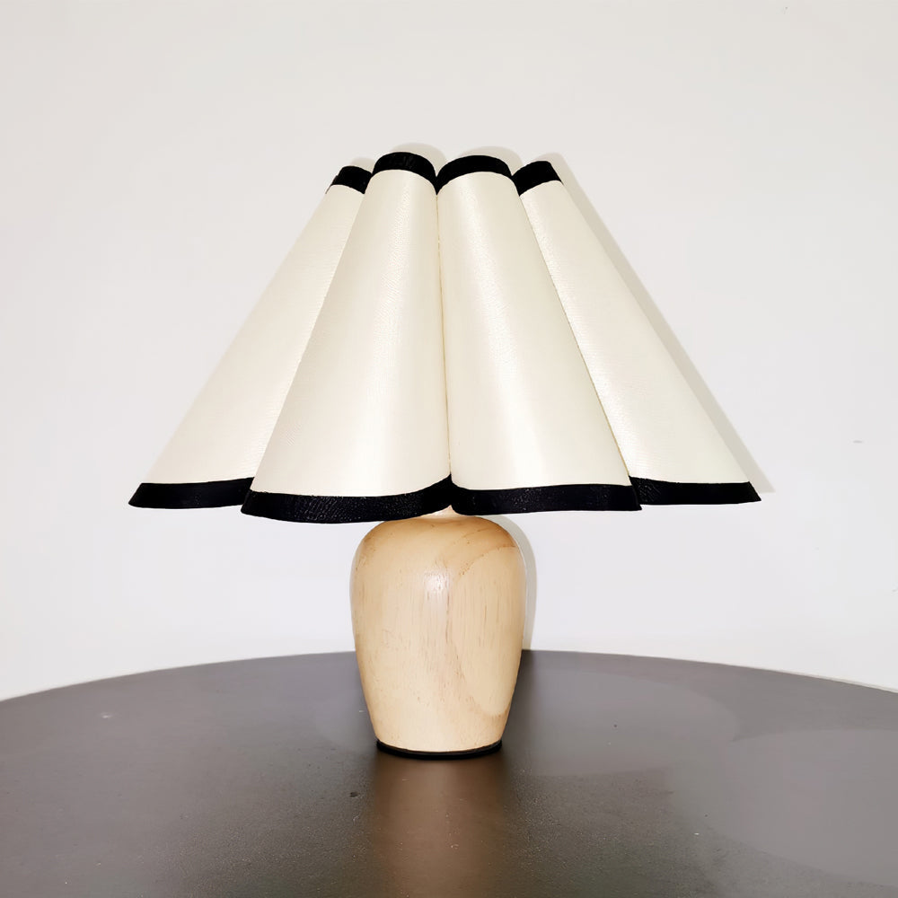 LuxFold™ Tischlampe – Vintage Design Lampe mit gewebtem Stoffschirm & Holzfuß