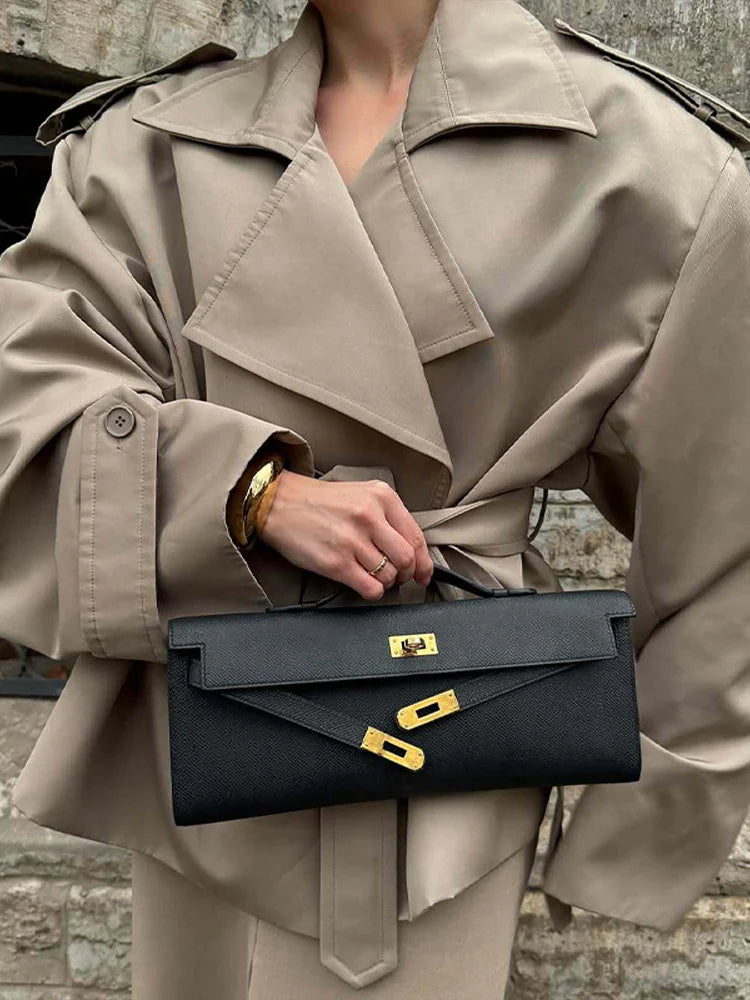 Vintage™ – Kurz-Trenchcoat Damen | Eleganter Look mit Schulterpolstern & Taillendesign