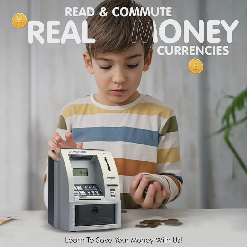 MoneyMate™ Kinder ATM Spardose – Passwort, Digitalanzeige, automatische Geldaufnahme