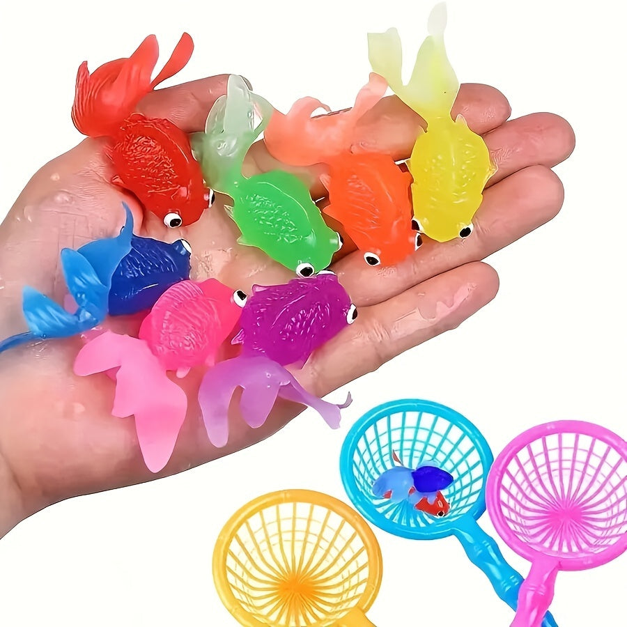 AquaFin™ Schwimmendes Gummifisch-Badespielzeug | 12er Set für Kinder | Bunte Wasser-Spielzeuge für Badewanne & Pool