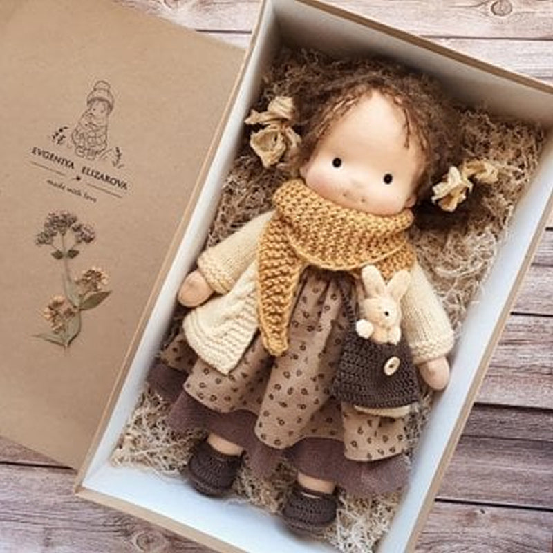 Waldora™ Waldorf Stoffpuppe – Handgefertigt, Naturmaterialien, 30 cm, Kreatives Rollenspiel