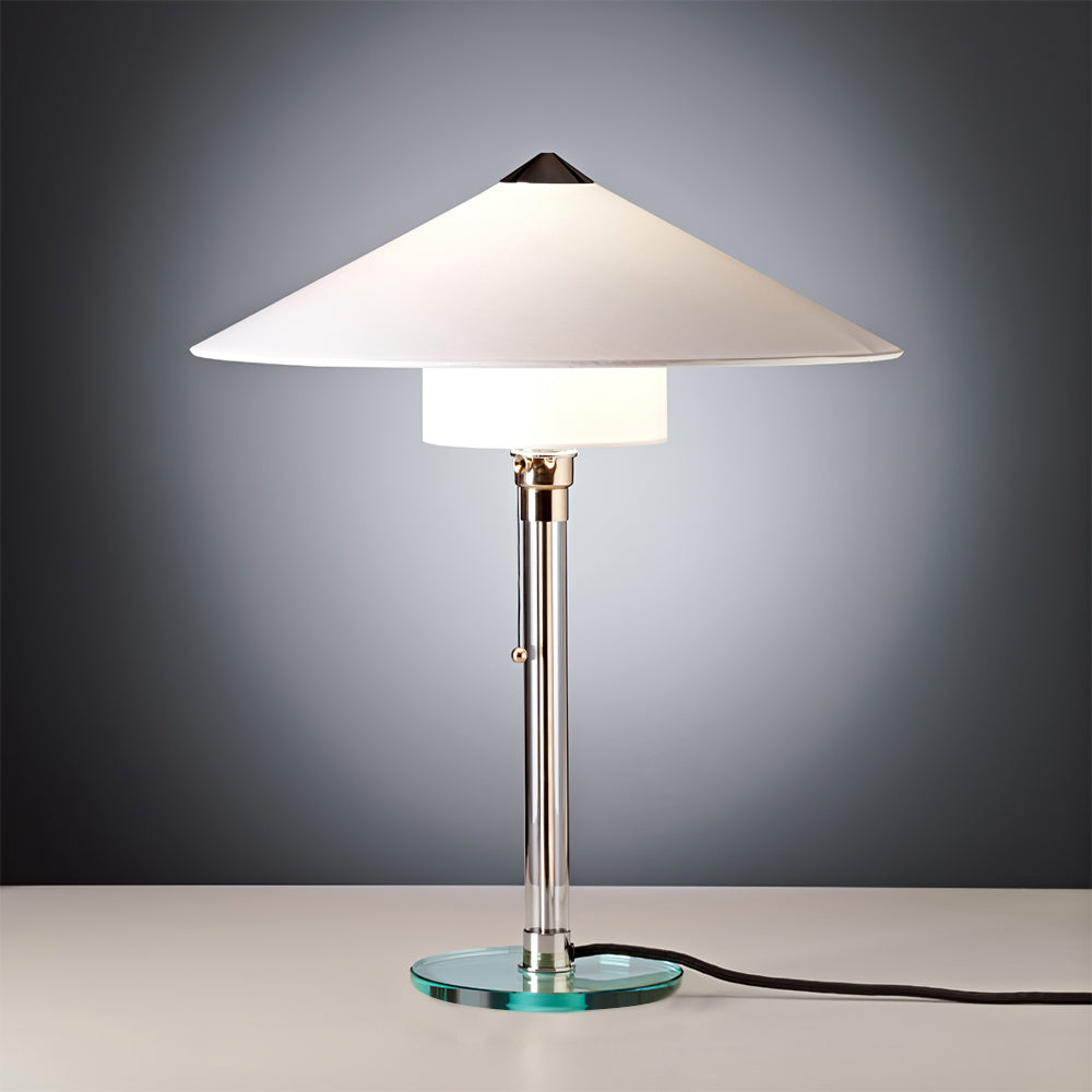 WagenfeldGlow™ Tischlampe – Bauhaus Design Tischleuchte mit Stoffschirm