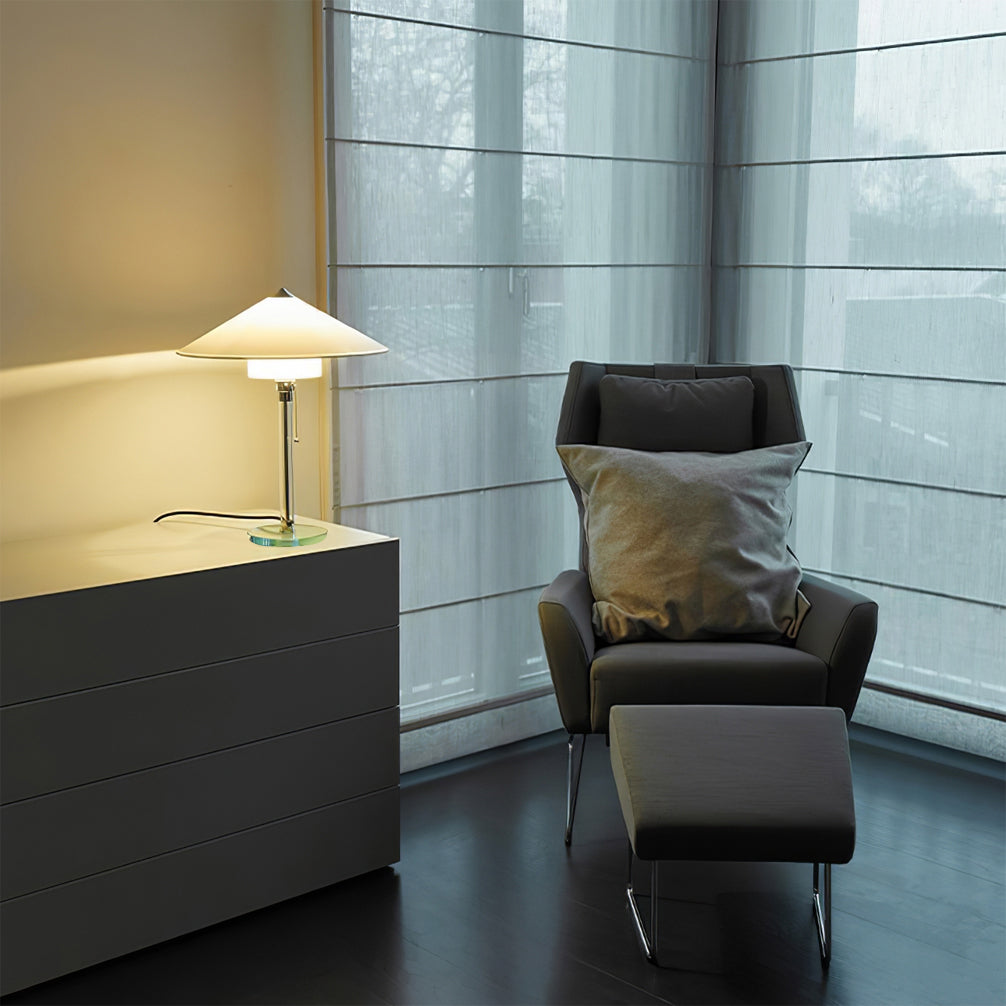 WagenfeldGlow™ Tischlampe – Bauhaus Design Tischleuchte mit Stoffschirm