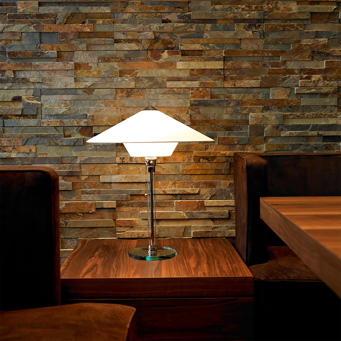 WagenfeldGlow™ Tischlampe – Bauhaus Design Tischleuchte mit Stoffschirm