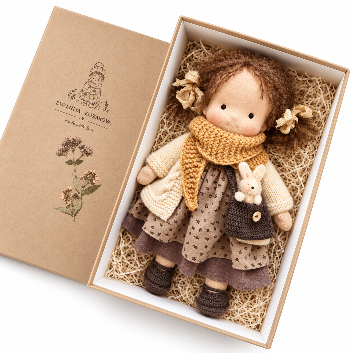 Waldora™ Waldorf Stoffpuppe – Handgefertigt, Naturmaterialien, 30 cm, Kreatives Rollenspiel - Less Goods