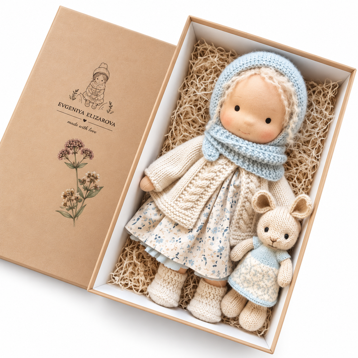 Waldora™ Waldorf Stoffpuppe – Handgefertigt, Naturmaterialien, 30 cm, Kreatives Rollenspiel - Less Goods