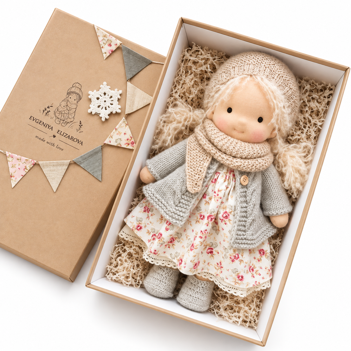 Waldora™ Waldorf Stoffpuppe – Handgefertigt, Naturmaterialien, 30 cm, Kreatives Rollenspiel - Less Goods