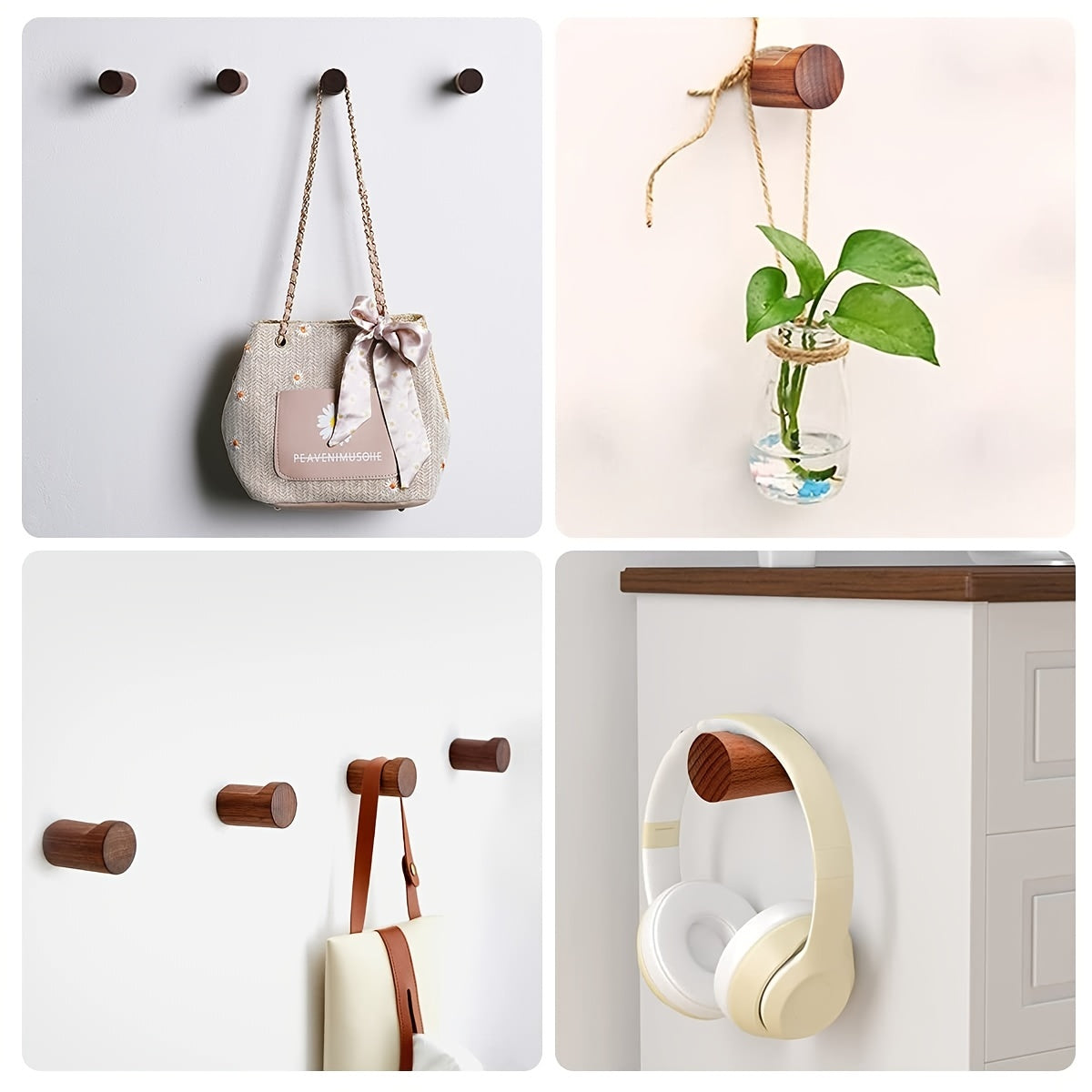 WalnutCraft™ – Eleganter Wandhaken aus echtem Walnussholz für Jacken & Schlüssel