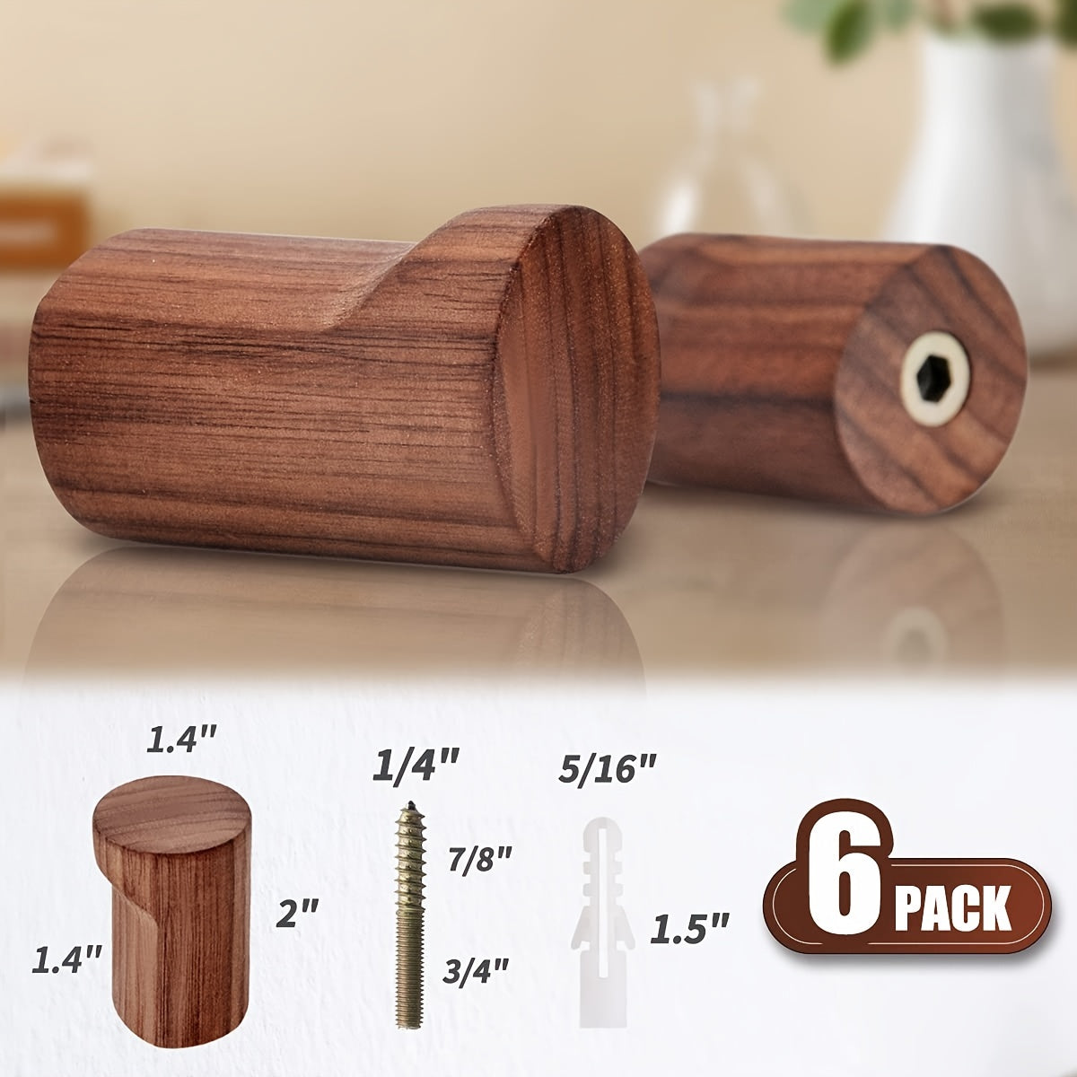 WalnutCraft™ – Eleganter Wandhaken aus echtem Walnussholz für Jacken & Schlüssel