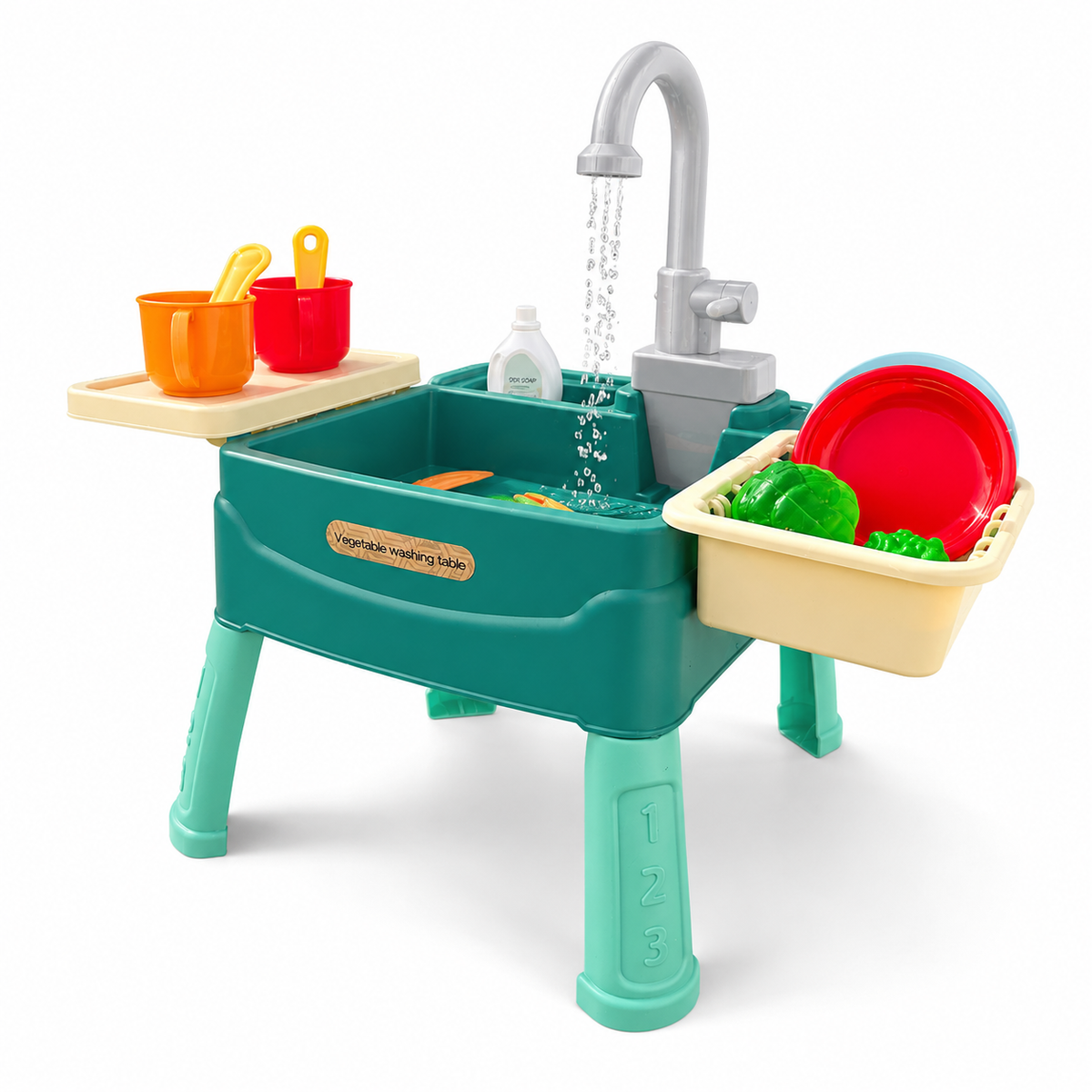 WaterKitchen™ – Interaktive Wasserspiel-Küche für Kinder | Mit funktionierendem Wasserhahn & 19 Zubehörteilen