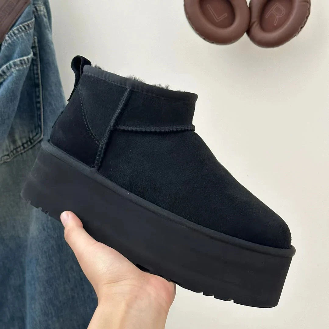 Black UltraMini™ | Damen Winter Plattform-Boots – Kuschelig gefüttert & hoch geschnittene Ankle Boots
