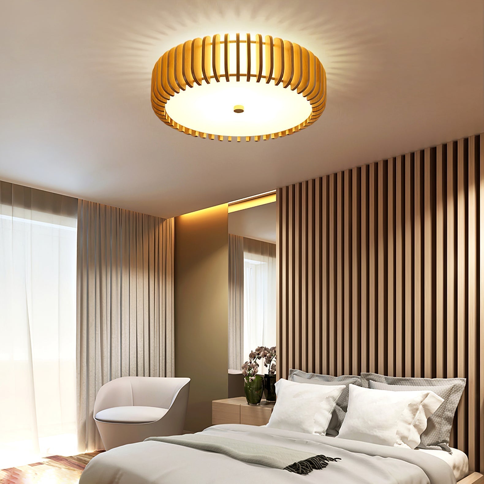 TimberTamburo™ Deckenleuchte – Natürliche Holz-Designlampe mit warmem LED-Licht