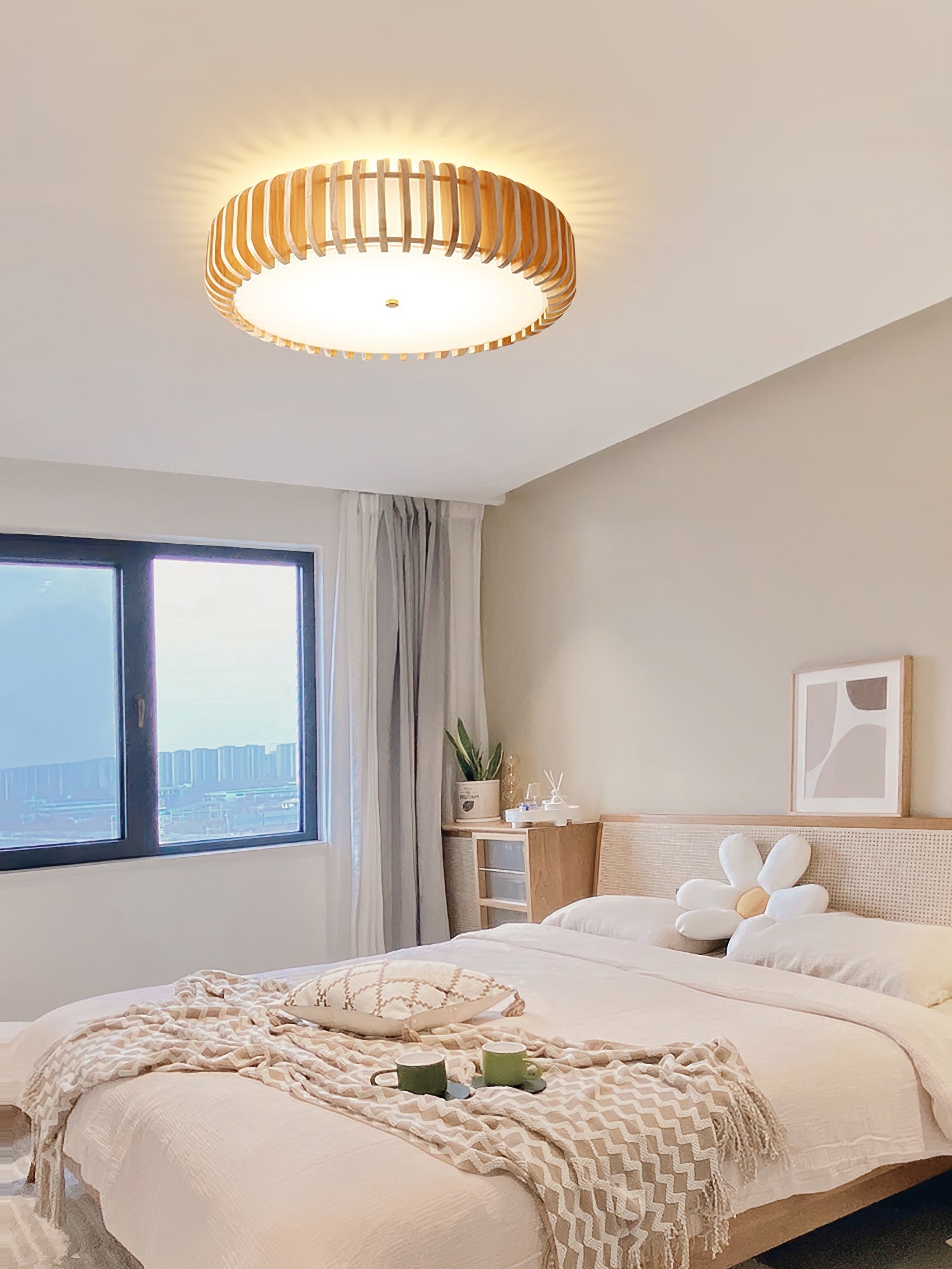 TimberTamburo™ Deckenleuchte – Natürliche Holz-Designlampe mit warmem LED-Licht