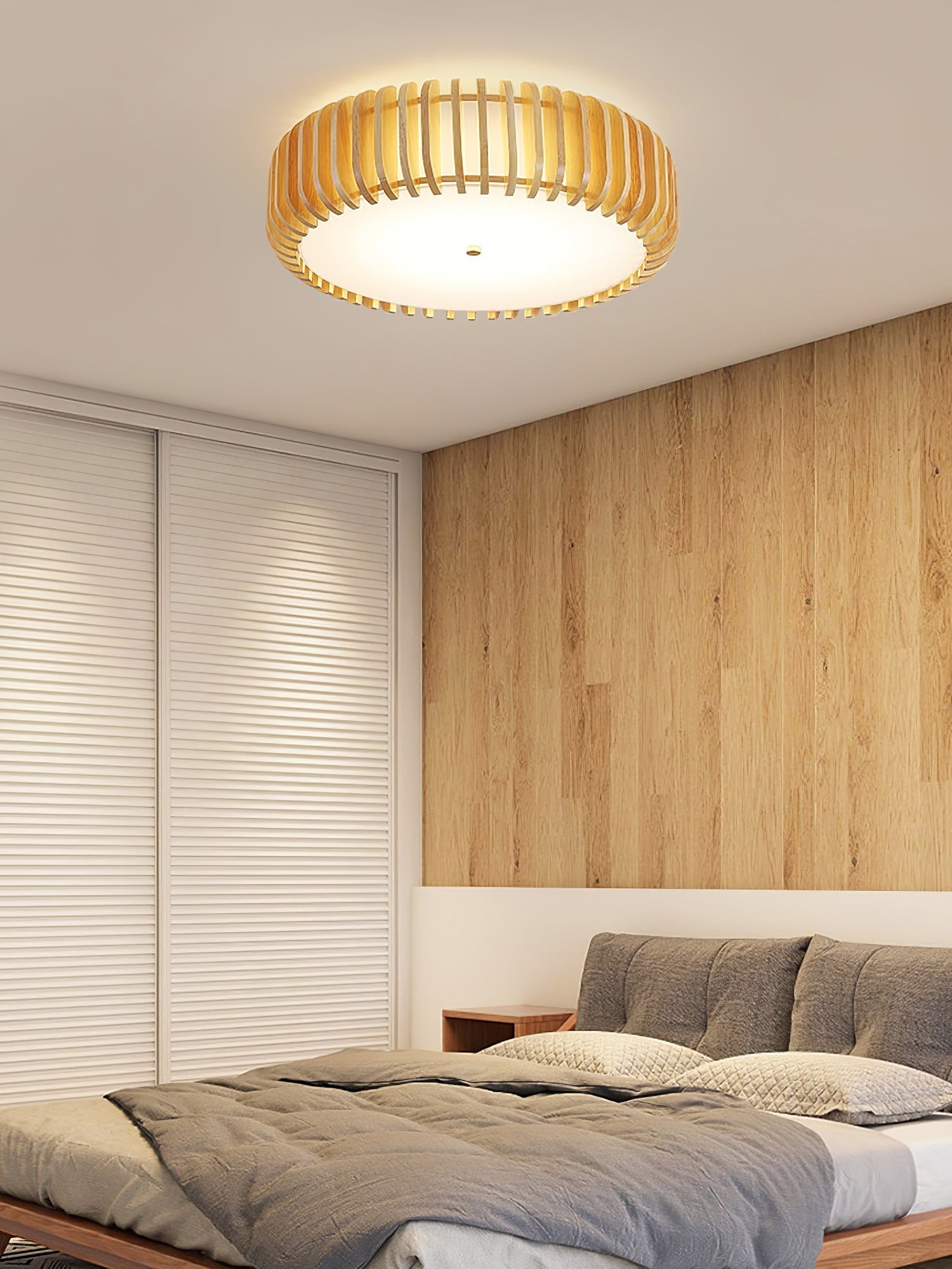 TimberTamburo™ Deckenleuchte – Natürliche Holz-Designlampe mit warmem LED-Licht