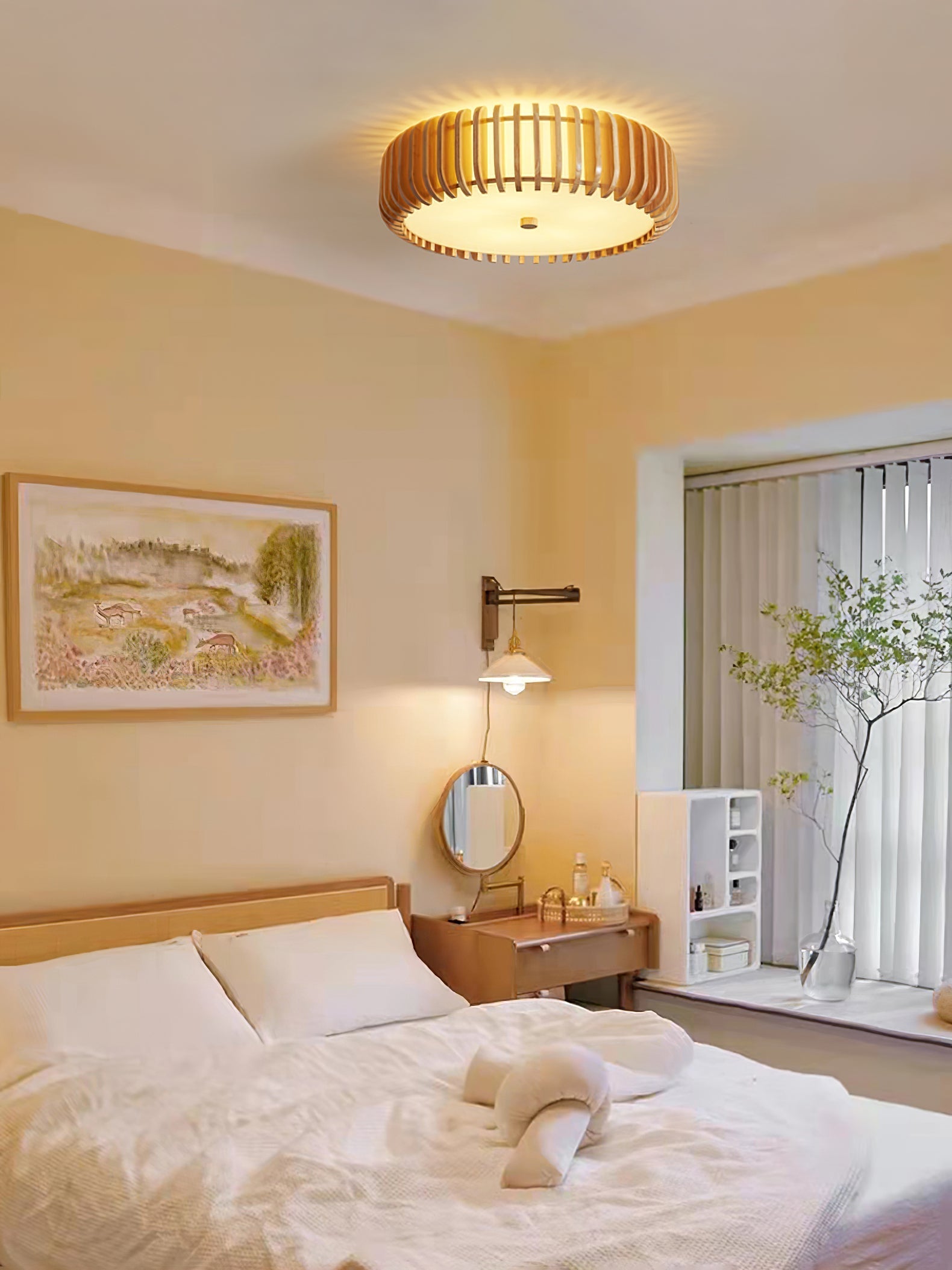 TimberTamburo™ Deckenleuchte – Natürliche Holz-Designlampe mit warmem LED-Licht