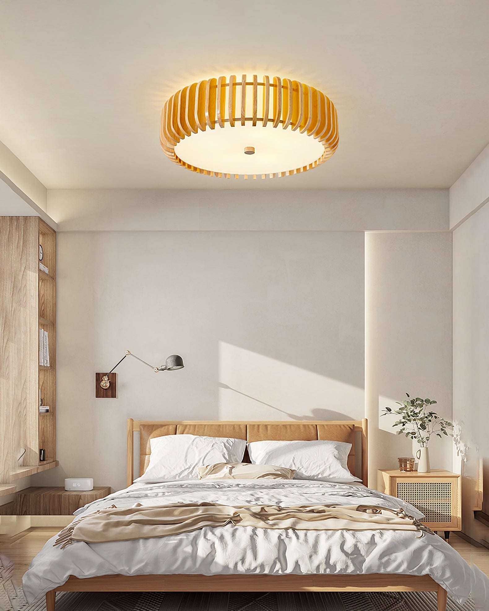 TimberTamburo™ Deckenleuchte – Natürliche Holz-Designlampe mit warmem LED-Licht