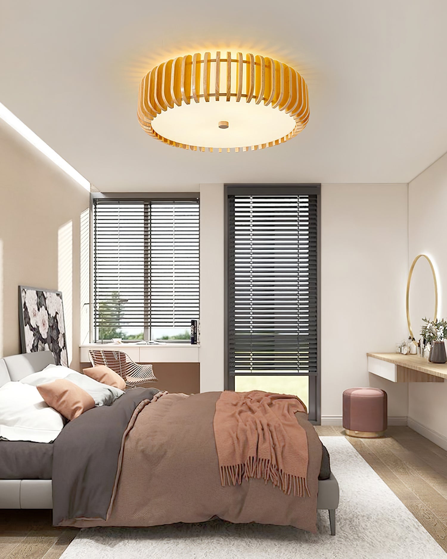 TimberTamburo™ Deckenleuchte – Natürliche Holz-Designlampe mit warmem LED-Licht