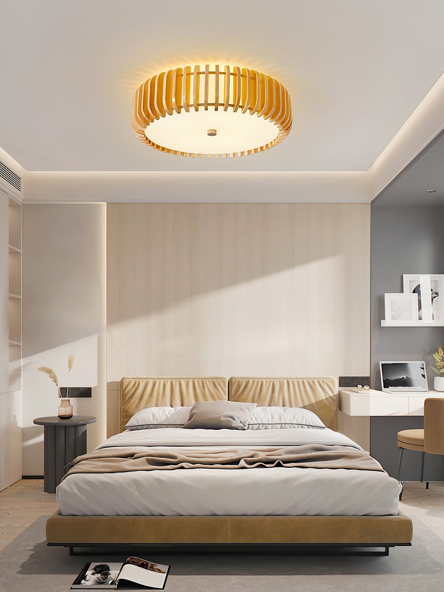 TimberTamburo™ Deckenleuchte – Natürliche Holz-Designlampe mit warmem LED-Licht
