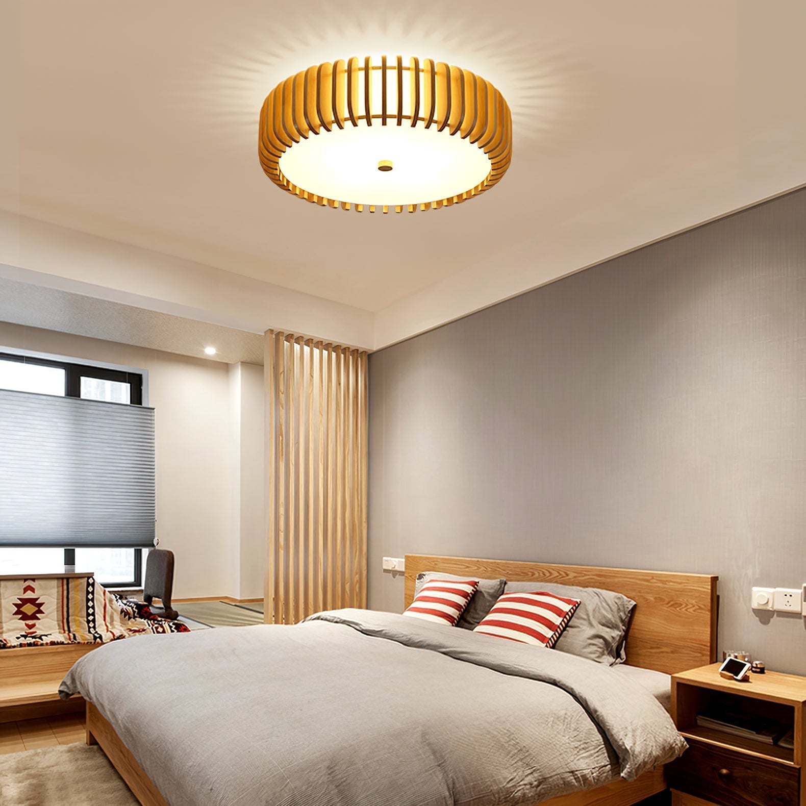 TimberTamburo™ Deckenleuchte – Natürliche Holz-Designlampe mit warmem LED-Licht