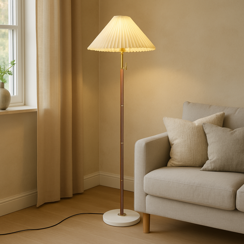 Helorae™ Vintage Wooden Floor Lamp – Klassische Holz-Stehlampe im Mid-Century-Design