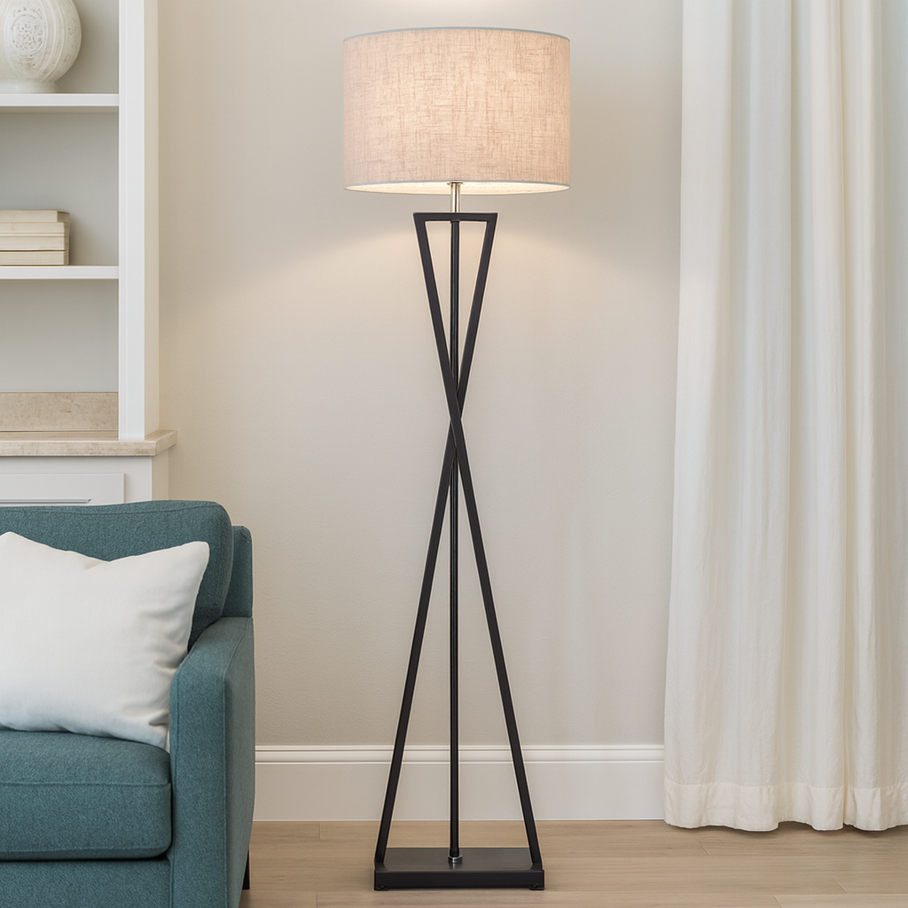 StellarLume™ Tall Floor Lamp – Elegante Stehlampe mit Stoffschirm für moderne Wohnräume