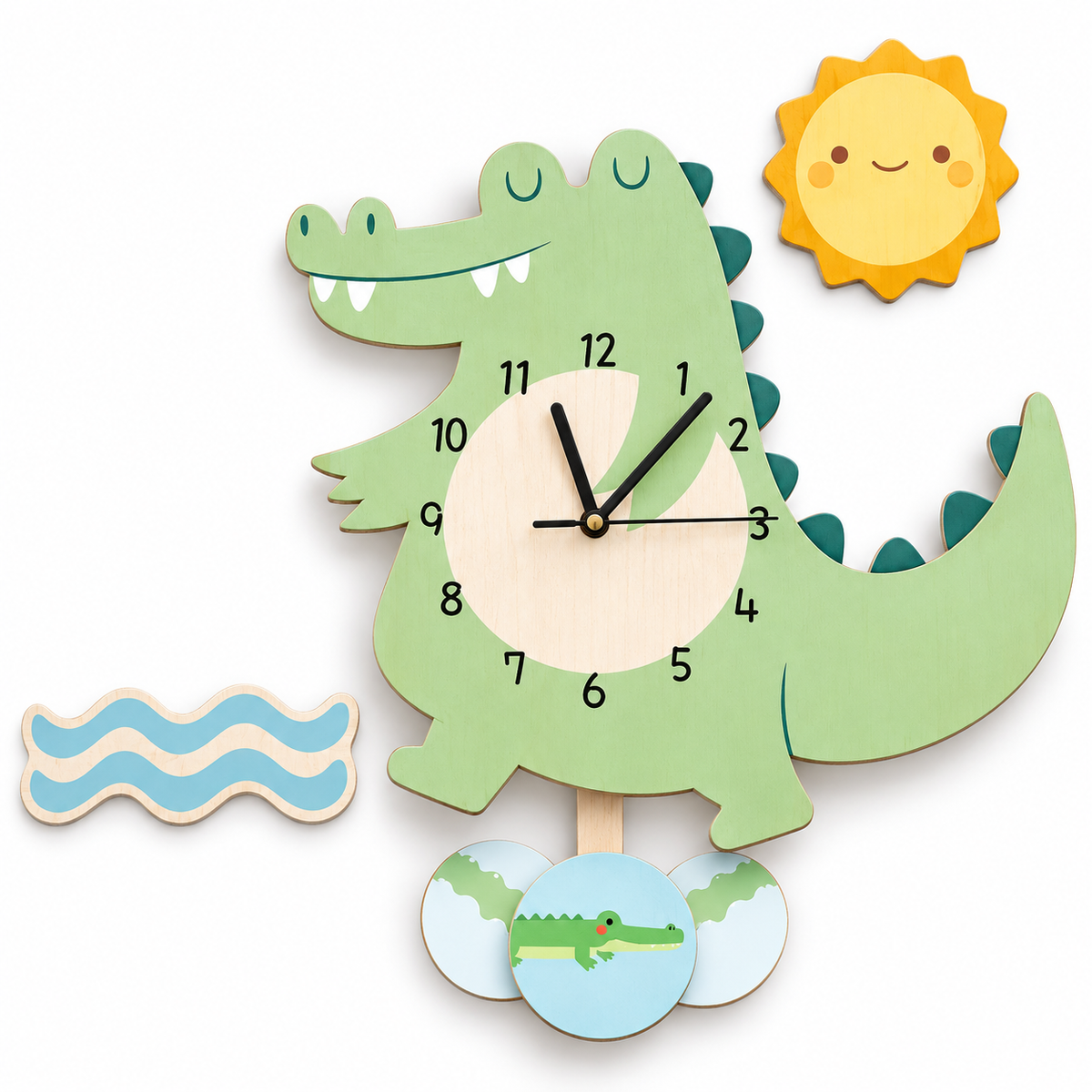 ZooClock™ – Kinder Pendeluhr mit Tierdesign, Lernuhr für Kinderzimmer, 30 cm